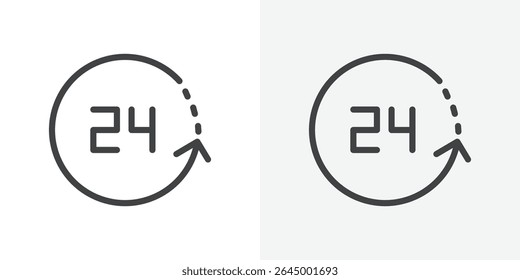 24 Hour time icon Outline vector sign
