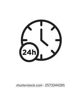 24 Hour time icon Vector flat thin line illustration