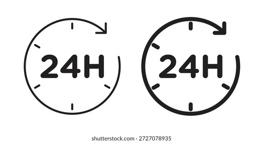 Conjunto de iconos de tiempo de 24 horas. Ilustración vectorial de línea simple
