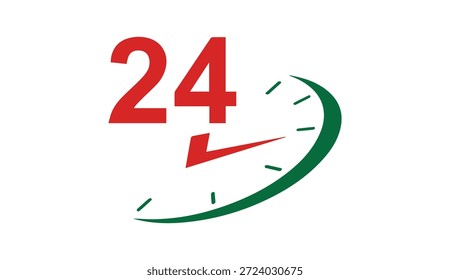 24 horas ícone de símbolo de serviço de tempo livre de royalty vetor gráfico	
