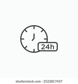 Ícone de linha fina de 24 horas isolado