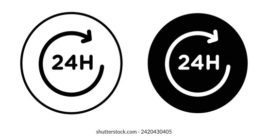 Ilustración de icono de línea vectorial de 24 horas.