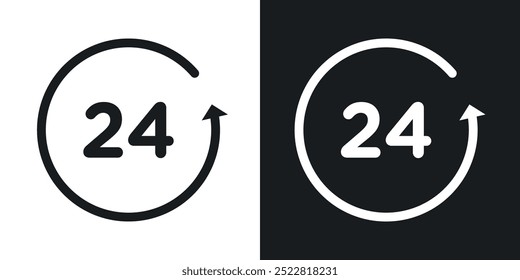 24 Hour timeline vector icon set in solid and outline style.