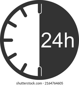 24-Stunden-Timer-Symbol, Stundensymbol, Vektorgrafik