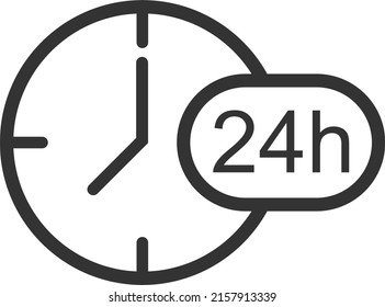 24 hour timer icon, watch icon vector