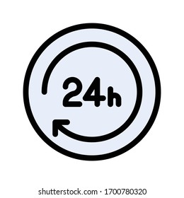 24 hour vector flat color icon 