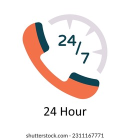 24-Stunden-Vektorgrafik-Design-Illustration. E-Commerce and-shopping Symbol auf weißem Hintergrund EPS10 Datei