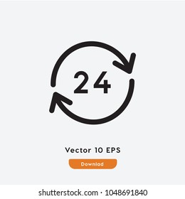 24 Hour vector icon. Clock symbol. Best modern flat pictogram illustration for web and mobile apps design.