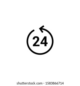 24 hour vector icon clock service day. 24 hour support open time.