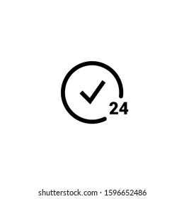 24 hour vector icon clock service day. 24 hour support open time.