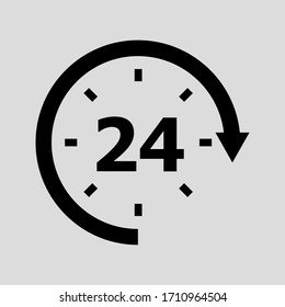 24 hour vector icon flat simple
