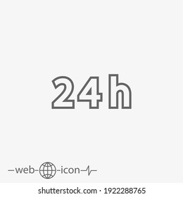Icono vectorial de 24 horas sobre fondo gris