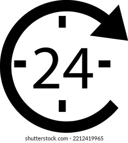 Icono vectorial de 24 horas sobre fondo blanco..eps