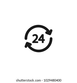24 hour vector icon.Isolated on white.