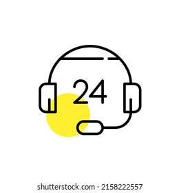 Línea directa de trabajo las 24 horas. Icono de línea de dibujo de píxeles perfecto, modificable