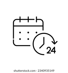 24 hour working schedules. Calendar time and date. Pixel perfect, editable stroke
