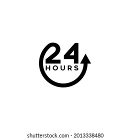24 hour writing flat icon logo