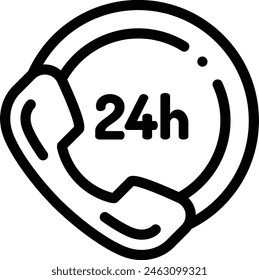 24 horas 12 icono. Diseño De Estilo Lineal Delgado Aislado Sobre Fondo Blanco