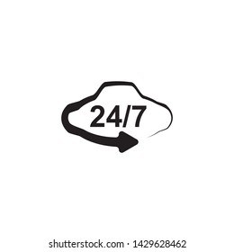 24 hours 7 day nonstop icon. Customer service sign. Logo design element