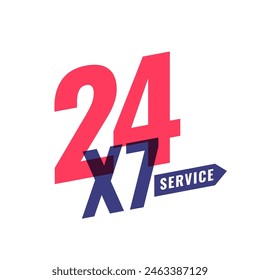 24 horas y 7 días siempre abierto asistente de servicio cartel Vector