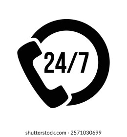 24 hours 7 days call center support icon vector template illustration design