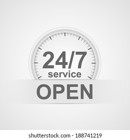 24 hours 7 days customer service icon.