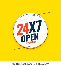 24 hours and 7 days everyday open service background vector 