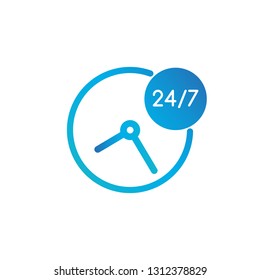 24 hours 7 days icon. Time clock icon vector illustration. Vector illustration isolated on white background.