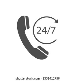 24 hours 7 days icon. Time clock icon vector illustration. Flat design.