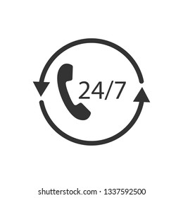 24 hours 7 days icon. Time clock icon vector illustration. Flat design.