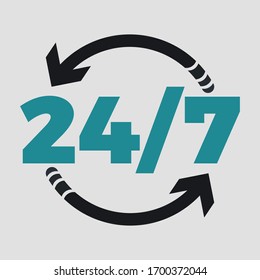 24 hours 7 days icon vector illustration. Service icon concept