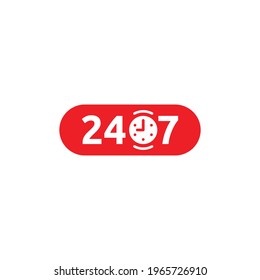 Logo de 24 horas, 7 días. 24 horas 7 días de servicio en fondo blanco