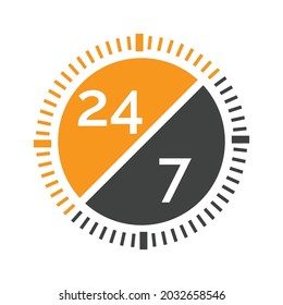 24 hours and 7 days service concept. 24 hours and 7 days design template