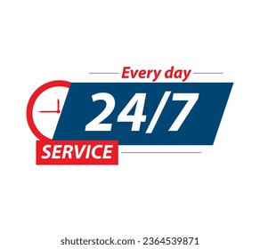 24 hours 7 days service vector