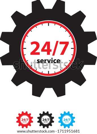 24 hours & 7 days service concept icon. Vector stock illustration.