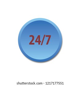 24 hours 7 days vector button, web design element