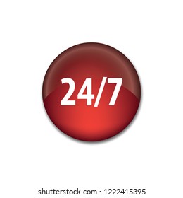 24 hours 7 days vector button, web design element
