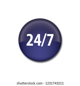 24 hours 7 days vector button, web design element