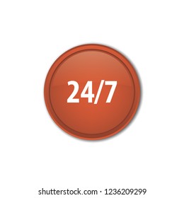 24 hours 7 days vector button, web design element