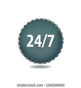 24 hours 7 days vector button, web design element
