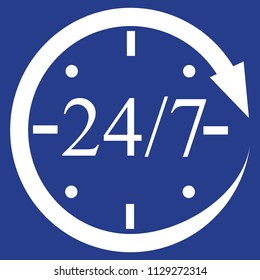 24 hours 7 days a week icon vector