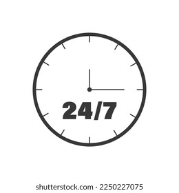 24 hours 7 days in week order execution or service icon.