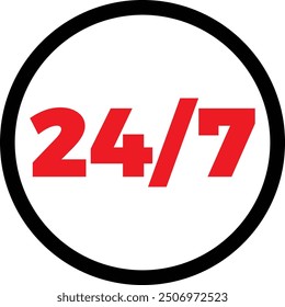 24 hours 7 days in week order execution or service icons. Vector illustration