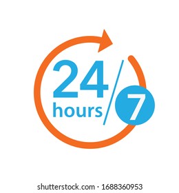 24 Hours /7 Icon Design Vector