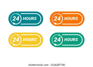 24 Hours. 24 7 service icon. The circular arrow in the stopwatch. flat design. Vector illustration