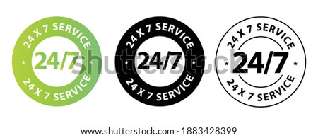 24 hours 7days service icon vector stamp 