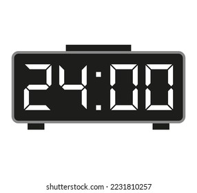 24 hours alarm clock. Time stamped vector. Clock flag marking time