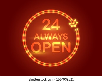 24 Hours Always Open symbol.