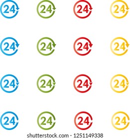 24 hours and arrow in different colors collection