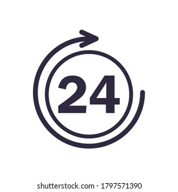 24 hours with arrow line style icon design, Repair service and vehicle theme Vector illustration